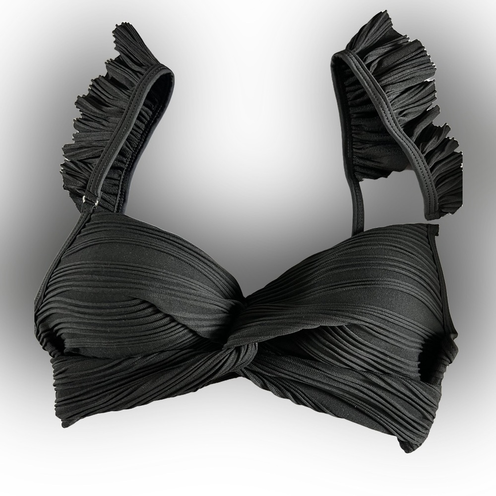 Black Ruched Push Up High Waisted Bikini Set - Picture 2 of 11